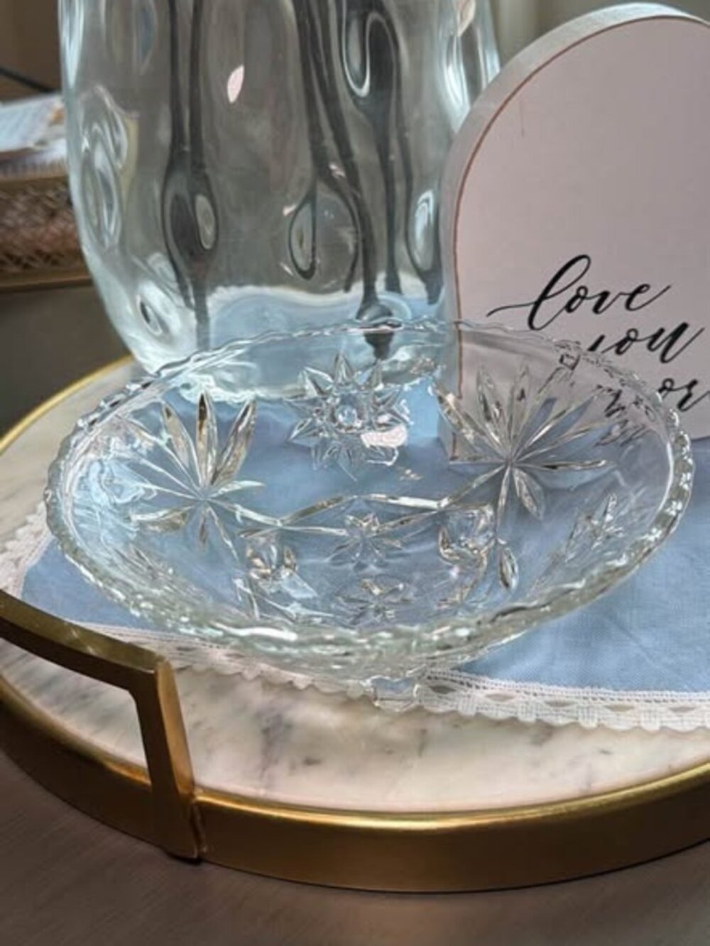 Vintage Starburst Pattern Footed Glass Bowl